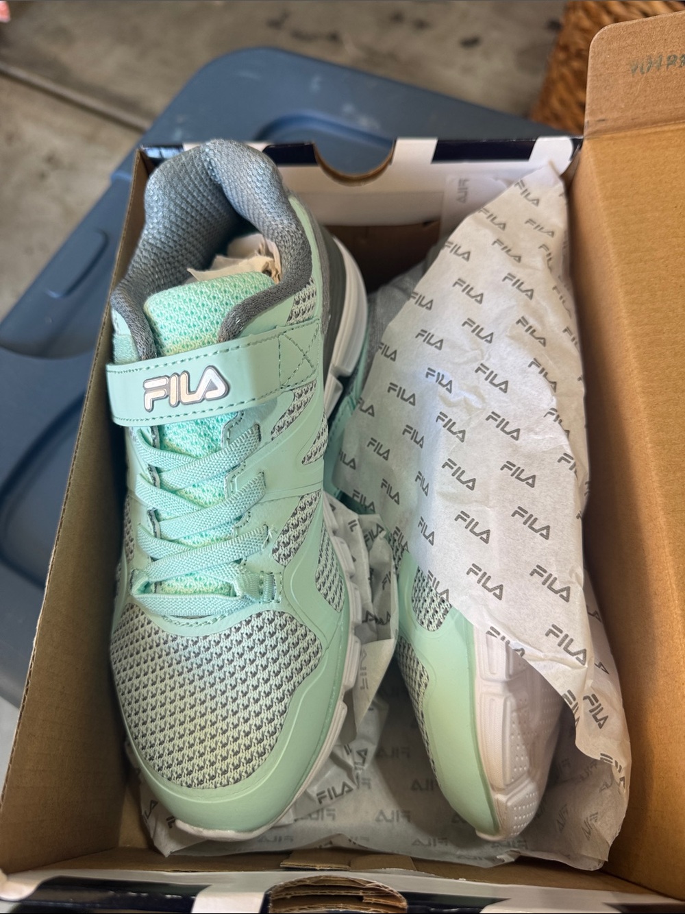 Fila Kids Mint Green and Gray Athletic Sneakers